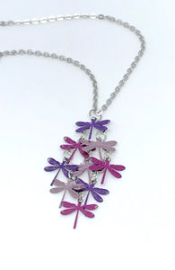 Purple Dragonfly Flight Necklace (Stainless Steel)