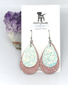 Ice Princess Leather Drop Earrings