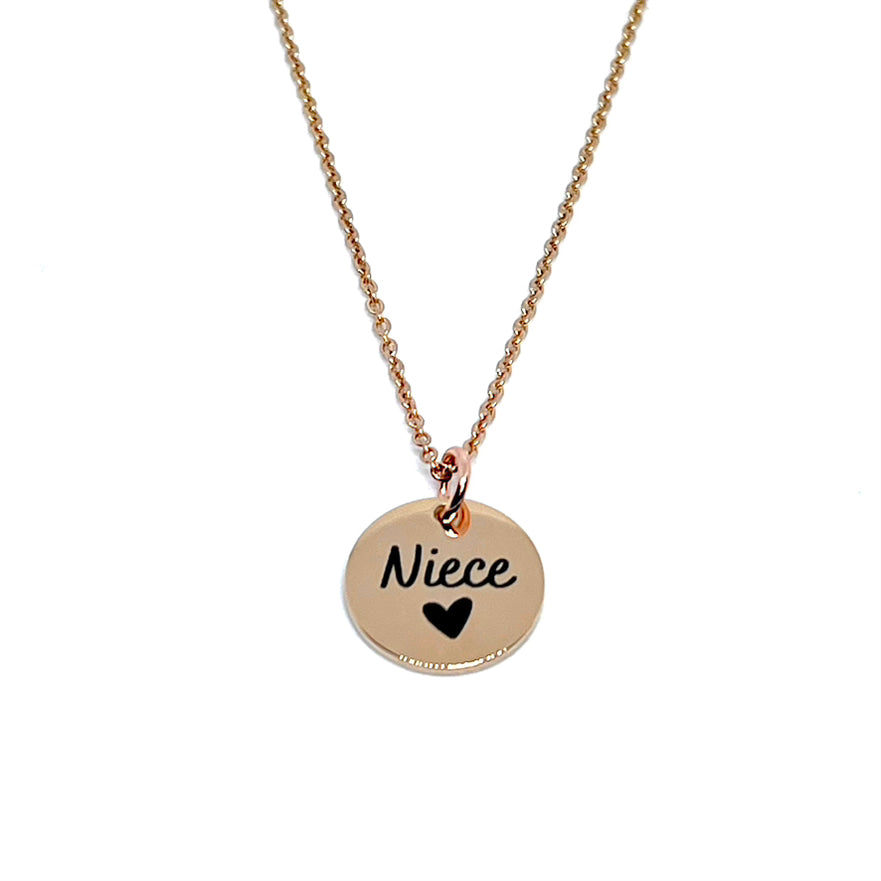 Niece Charm Necklace (Rose Gold Stainless Steel)