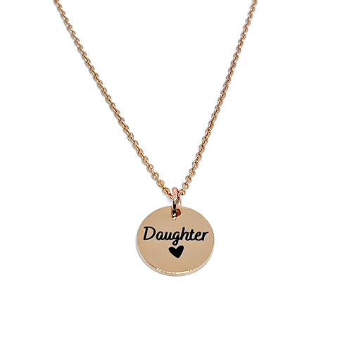 Daughter Charm Necklace (Rose Gold Stainless Steel)
