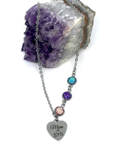 Load image into Gallery viewer, Mom of Girls Necklace with Three Birthstones (Stainless Steel)
