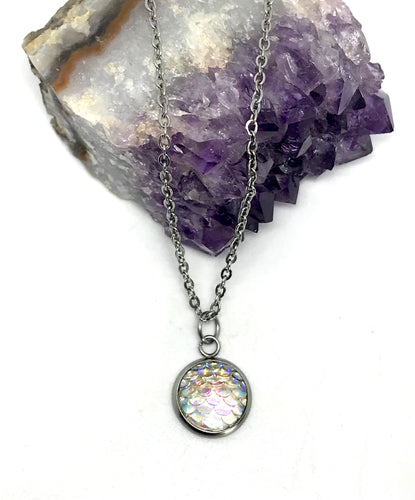 12mm White Mermaid Necklace (Stainless Steel)