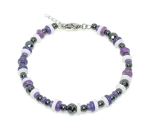 Purple Jade & Hematite Bracelet