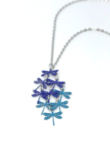Blue Dragonfly Flight Necklace (Stainless Steel)