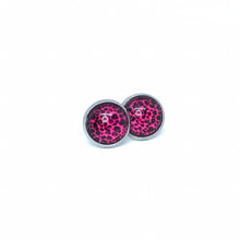Load image into Gallery viewer, 10mm Pink Leopard Print Studs (Stainless Steel)