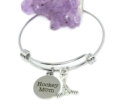 “Hockey Mom” Charm Bracelet (Stainless Steel)
