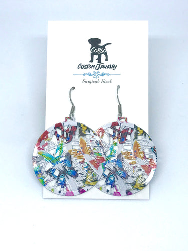 Round Butterfly Kaleidoscope Drop Earrings