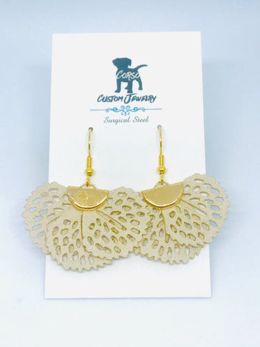 Fallen Leaf Drop Earrings in Off White