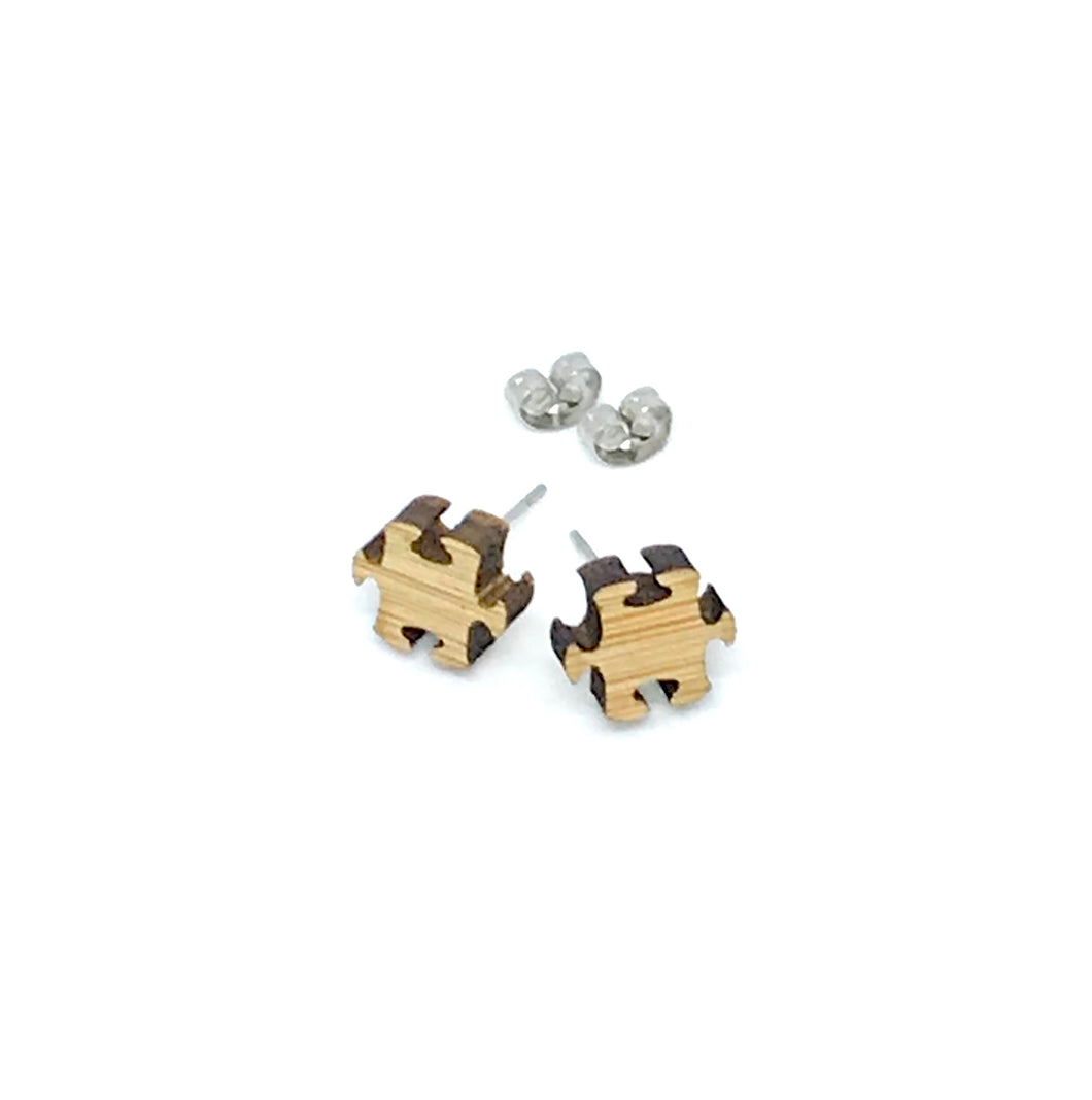 Wooden Puzzle Piece Studs (Stainless Steel)