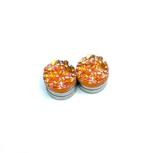 10mm Orange Creamsicle Druzy Magnetic Studs