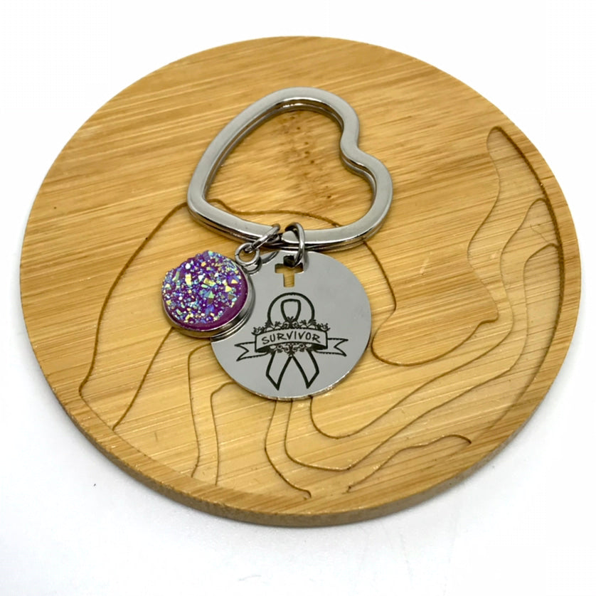 Pancreatic Cancer Survivor Research Keychain (Stainless Steel)