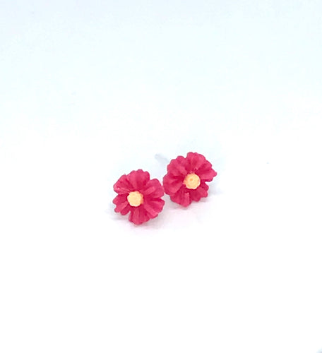 Chrysanthemum Studs in Pink Punch (No Metal)