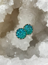 Load image into Gallery viewer, 12mm Lake Blue Druzy Studs