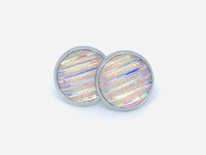 12mm Striped Cotton Candy Druzy Studs (Stainless Steel)