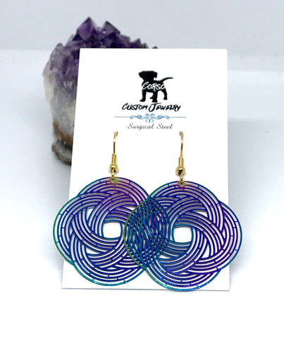 Rainbow Celtic Knot Drop Earrings