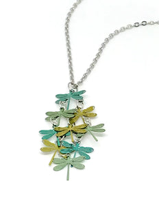Green Dragonfly Flight Necklace (Stainless Steel)