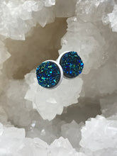 Load image into Gallery viewer, 12mm Galaxy Blue Druzy Studs