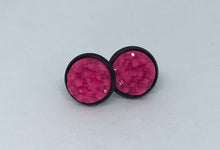 Load image into Gallery viewer, 12mm Neon Pink Druzy Studs
