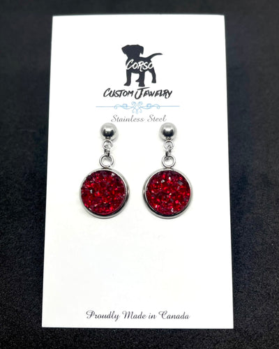 12mm Merlot Druzy Drop Studs (Stainless Steel)