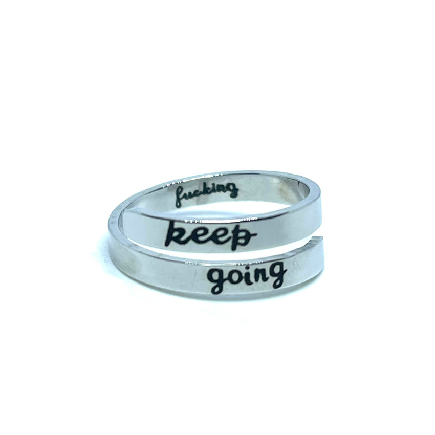 Adjustable Keep F*cking Going Ring (Stainless Steel)