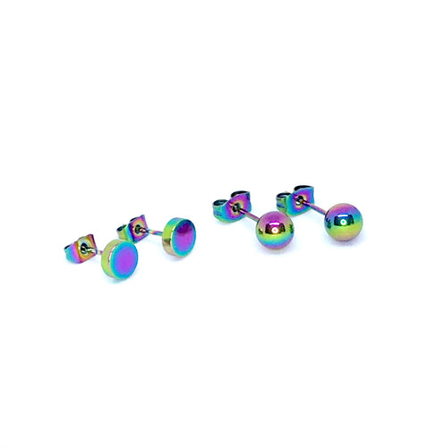 6mm Rainbow Minimalist Stud Set (Stainless Steel)