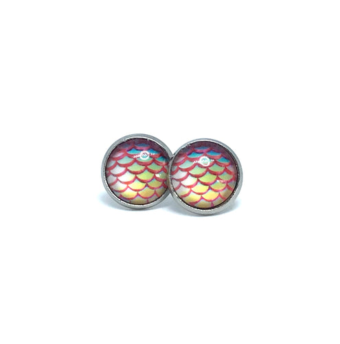 12mm Pink Glass Mermaid Studs