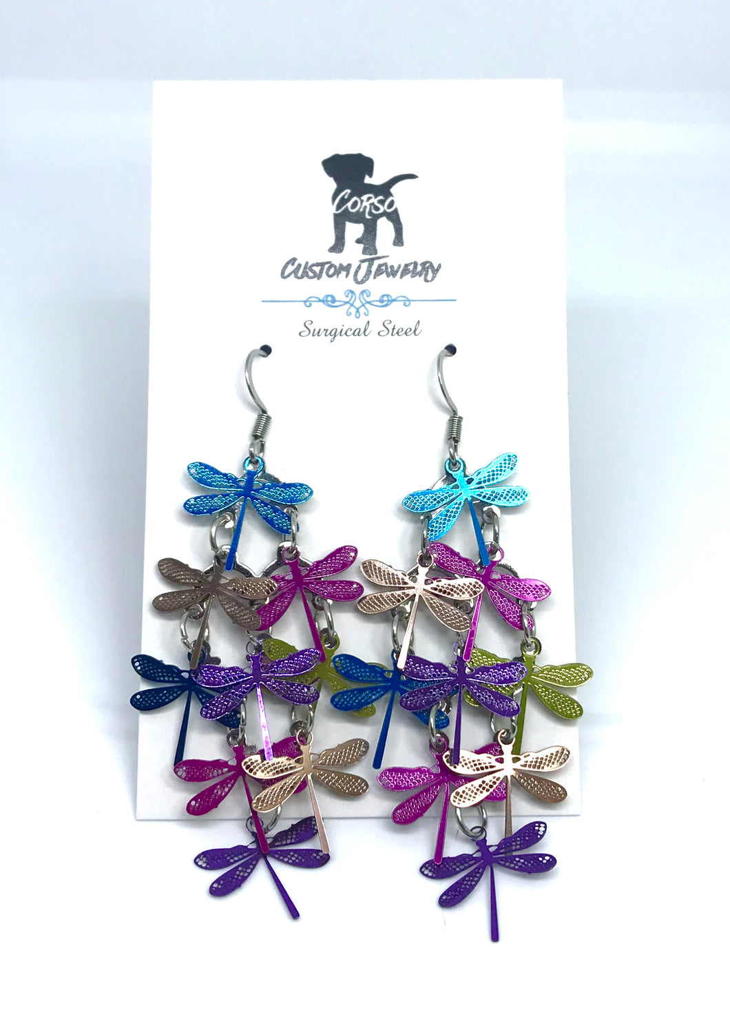 Multicolour Dragonfly Flight Drop Earrings