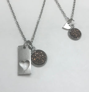 “Elegant Heart” Mother-Daughter Necklace Set (Stainless Steel)