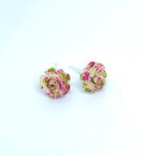 Load image into Gallery viewer, Red and Green Rose Studs (No Metal)