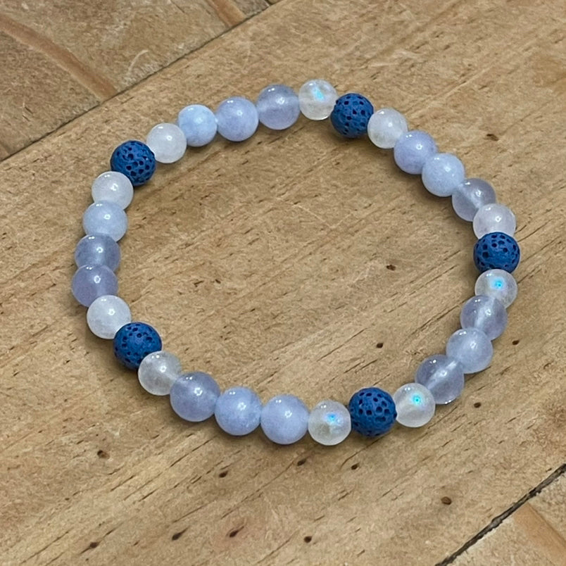 6mm Aquamarine & Moonstone Diffuser Bracelet