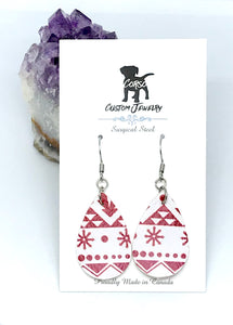 White Christmas Leather Drop Earrings
