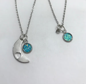 “Love You to the Moon and Back” Mother-Daughter Necklace Set (Stainless Steel)