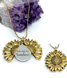 “You are my Sunshine” Sunflower Necklace (Gold Stainless Steel)
