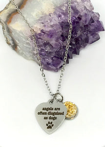 "angels are often disguised as dogs” 3-in-1 Necklace (Stainless Steel)