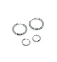 Load image into Gallery viewer, Silver Sleeper Hoop Earrings (Stainless Steel)