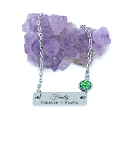 Family Bracelet with One Birthstone (Stainless Steel)