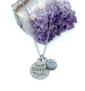 "Best Sister Ever" 3-in-1 Necklace (Stainless Steel)