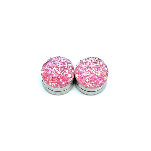 10mm Pink Druzy Magnetic Studs