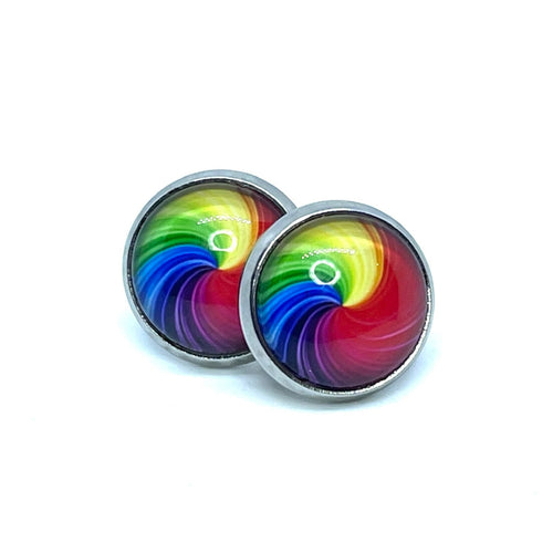 12mm Rainbow Swirls Studs