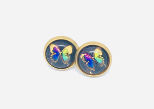 10mm Multicolour Butterfly Studs (Stainless Steel)