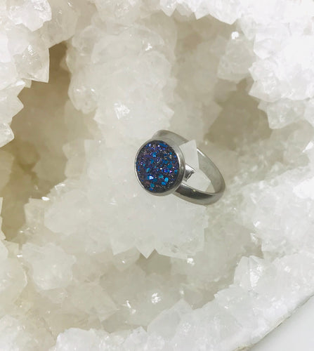 10mm Fantasy Druzy Ring (Stainless Steel) - Size 7 Only