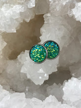 Load image into Gallery viewer, 12mm Green Druzy Studs