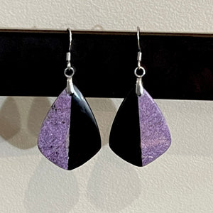 Obsidian & Purple Jasper Drop Earrings (Surgical Steel)