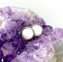 Load image into Gallery viewer, 8mm White Howlite Studs (Stainless Steel)