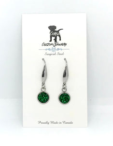 8mm Emerald Shimmer Druzy Drop Earrings (Surgical Steel)