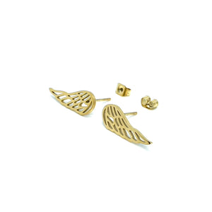 Gold Angel Wing Climber Studs (Stainless Steel)