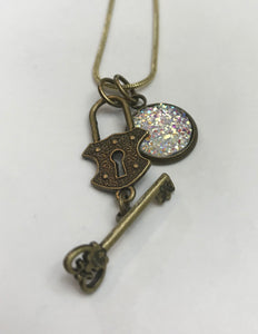 Lock and Key Necklace (Antique Bronze)