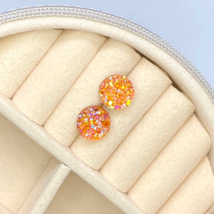 10mm Orange Creamsicle Druzy Studs