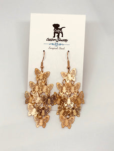 Rose Gold Butterfly Kaleidoscope Drop Earrings