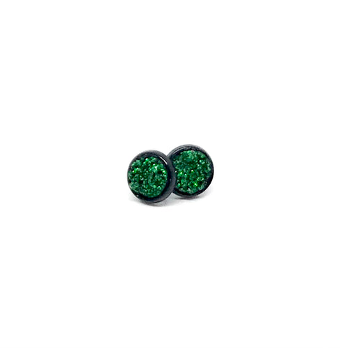 8mm Emerald Shimmer Druzy Studs